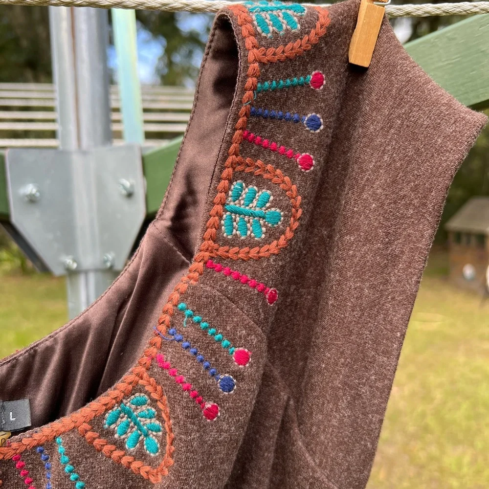 Theme wool blend, embroidered dress size M - Picture 3 of 5